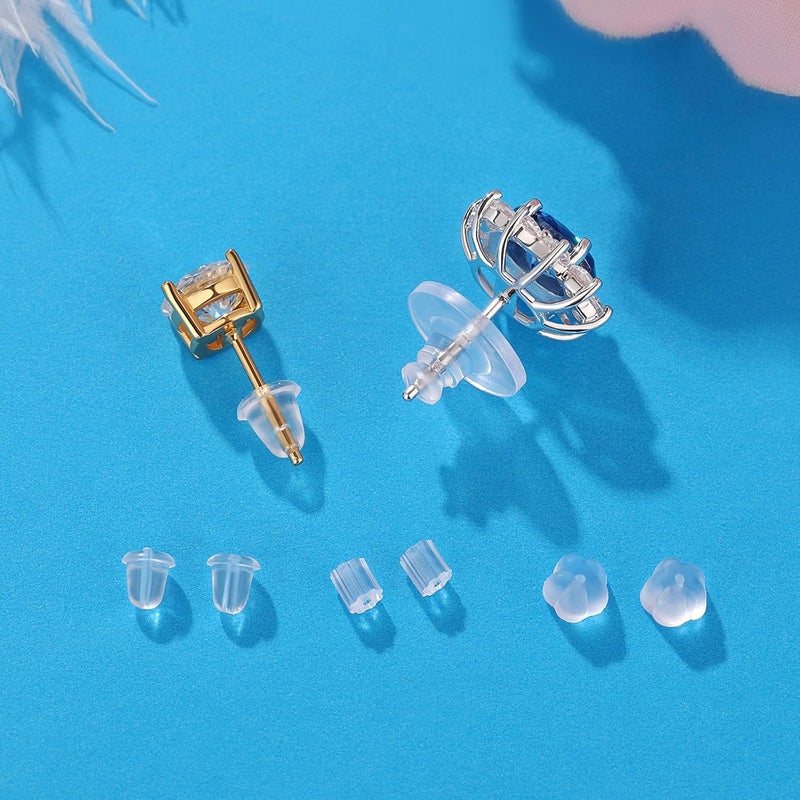 Formulen 6 Styles Silicone Earring Backs, 600 Clear Soft Hypoallergenic Plastic Rubber Earring Backs Clutch Stoppers Kits for Fish Hook Hoops - Image 2